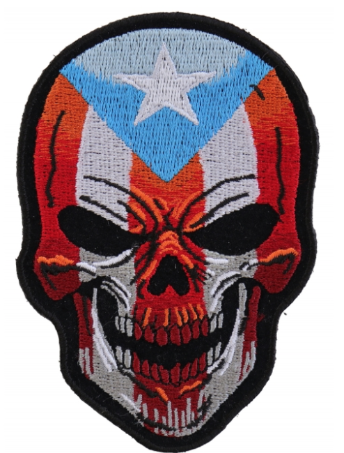 Puerto Rican Skull Patch With Puerto Rico Flag Patch